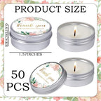 MTLEE 50 Pcs Pink Floral Wedding Candles Gift Favors for Guests 1 Oz - Image 5
