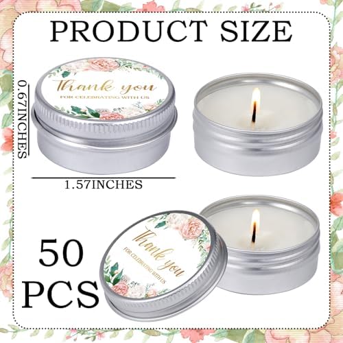 MTLEE 50 Pcs Pink Floral Wedding Candles Gift Favors for Guests 1 Oz - Image 5