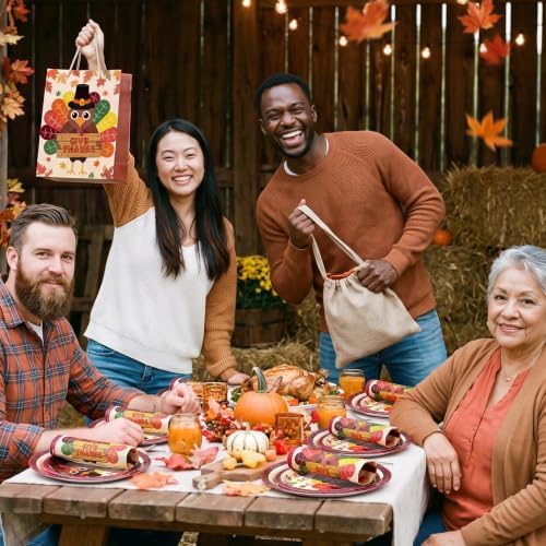 Pickmesh 250 Pcs Turkey Thanksgiving Party Decorations Autumn Harvest Paper Plates Napkins and Cups Give Thanks Disposable Tableware Set for Fall Thanksgiving Friendsgiving Party Supplies Serve 50 - Image 5