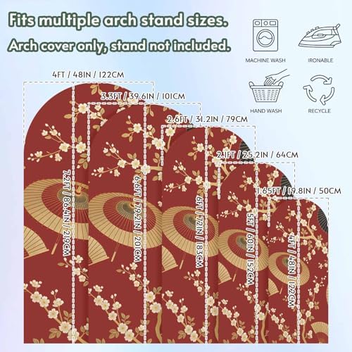 Paper Fan Umbrella Harmony Arch Backdrop Cover 6.6 ft 2 Sided Wedding Arch Covers Stretchy Backdrop Round Top for Birthday, Party, Baby Shower Decorations - Image 6