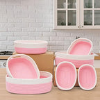 7 Piece Cotton Rope Woven Basket Set - Small Basket for Baby Nursery, Pets, Montessori, Dog & Cat Toy Boxes, Bathroom Organization Bins (White/Pink) - Image 4