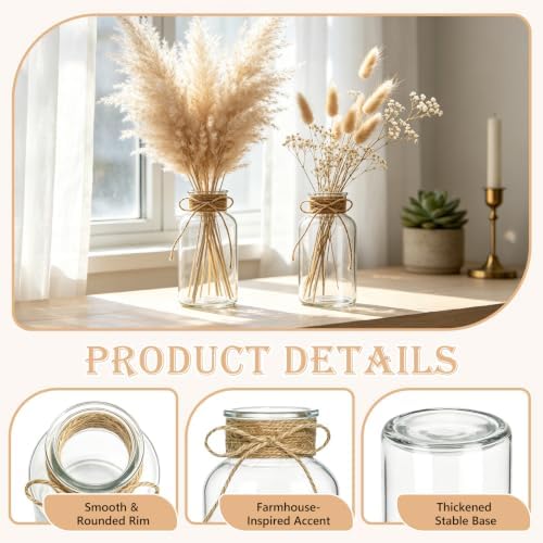 Glass Flower Vase,8 PCS Farmhouse Mason Jar for Centerpiece - Image 3