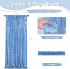 Baby Blue Glitter Sequin Backdrop Curtains 2 Pcs 5FTx10FT Baby Shower Party Backdrop for Boy Gorgeous Photography Fabric Drapes - Image 3