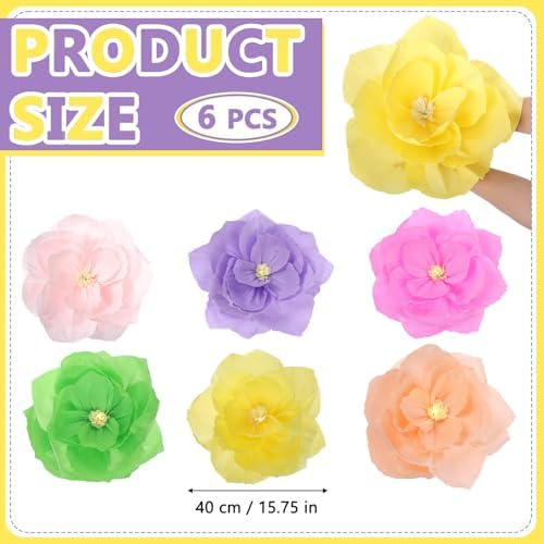 VIHOSE 12 Pcs Tea Party Decorations 15.7 Inch Lanterns Paper Flower with LED Lights for Spring Fancy Party Decorations Large Peony Pendant Lamps for Tea Garden Wedding Bridal Baby Shower - Image 5