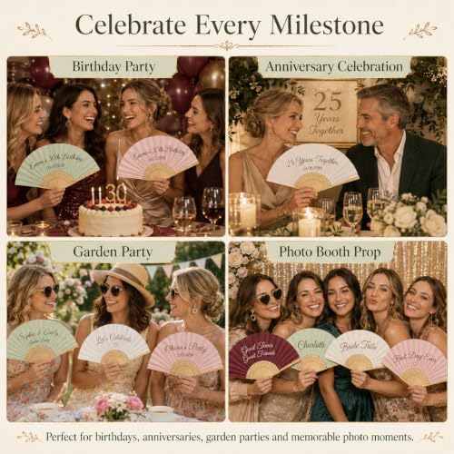 10-200 PCS Personalised Folding Fan Bulk,Custom Paper/Fabric Fan for Party - Image 3