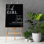 Andaz Press 16"x20" Black Acrylic Personalized Baby Shower Welcome Sign, Gender Neutral Large Custom Sign for Easel Stand, Oh Girl Baby Shower Decorations - Image 2