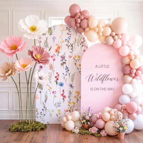 Mindsoft 2 Pcs Wildflower Arch Cover Backdrop, Pink - Image 5