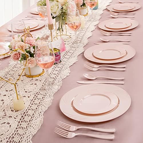 YOUBET 125PCS Pink Plastic Plates for Baby Shower Birthday Parties - Image 6