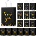 PerKoop 60 Pack Thank You Paper Gift Bags, Classic, Black by PerKoop