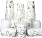 Vesici 60pcs 14oz Wildflower Botanical Coffee Cups with Lids and Sleeves Cute Toilet Floral Herb Disposable Coffee Cups Cocoa to Go Paper Cup for Summer Birthday Wedding Bridal Shower Party Supplies by Vesici