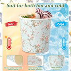 Roshtia 60 Pack Floral Themed Ice Cream Cups, 16 oz Disposable Soup Cups Microwave Safe for Floral Themed Birthday Party Women Bridal Wedding Tea Party Baby Shower, Hot or Cold Food - Image 3