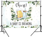 15x10ft Baby Shower Backdrop A Baby is Brewing Photography Background Beer Feeding Bottle Green Eucalyptus Leaves Newborn Birthday Party Banner Decorations Gender Reveal Photo Booth Prop - Image 5