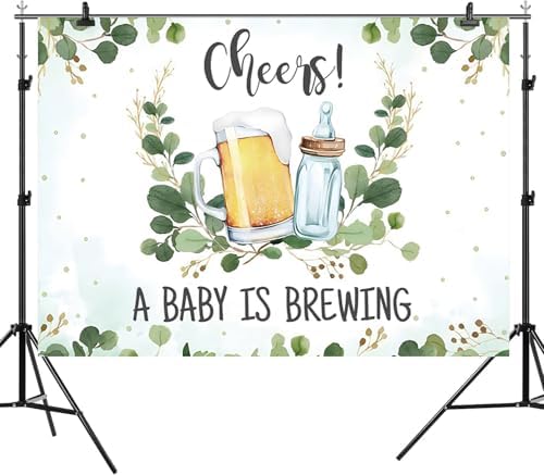 15x10ft Baby Shower Backdrop A Baby is Brewing Photography Background Beer Feeding Bottle Green Eucalyptus Leaves Newborn Birthday Party Banner Decorations Gender Reveal Photo Booth Prop - Image 5