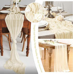 24 Pack Ivory Cheesecloth Table Runner 17"x108" Boho Gauze Fabric Table Runner Vintage Rustic Sheer Runners for Wedding Party Bridal Baby Shower Table Decorations - Image 7