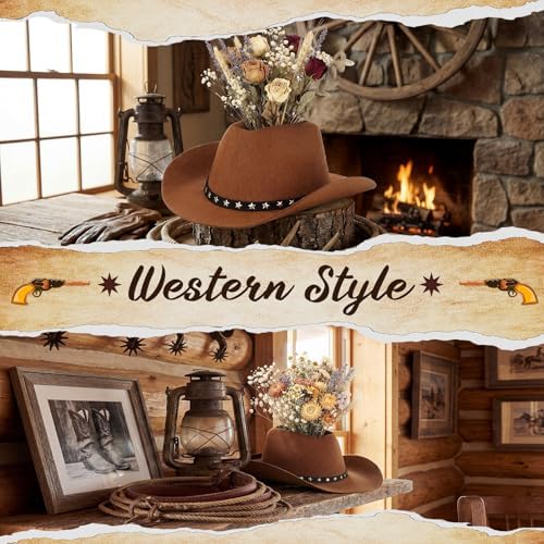 6PCS 7.4in Cowboy Hat Vase Western Table Centerpieces, Star Belt, Brown - Image 6