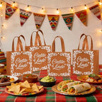 50 Pcs Cielito Lindo Party Favor Bags Reusable Brown Mexican Gift Bags Non Woven Platos De Barro Mexicanos Candy Bag Cinco De Mayo Goodie Bags with Handles for Fiesta Mexican Baby Shower Party Favors - Image 4