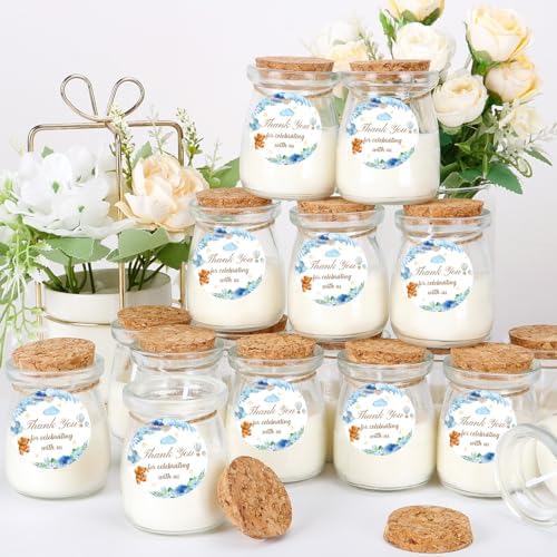 24Pcs Baby Shower Candle Party Favors Lavender Scented Glass Jars Wax Candle Bulk with Thank You Cards Organza Bags for Guests Boy Girl Birthday Gender Reveal Gift Souvenirs (Blue Bear, 24) - Image 4