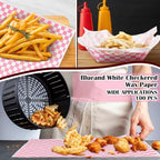 Geosar 200 Pcs Gingham Paper Food Tray with Wax Paper,Pink White - Image 5