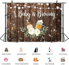 12x10ft Baby Shower Backdrop A Baby is Brewing Photography Background Feeding Bottle Beer Floral Rustic Wood Glitter Newborn Birthday Party Banner Decorations Gender Reveal Photo Booth Prop - Image 3