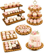 Wooden Dessert Table Display Set, 6-Piece Cake and Cupcake Stand Combo by Unknown