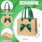 Honoson 50 Pcs Small Gift Bags with Handle 4 x 2.75 x 4.5 No DIY Mini Paper Bags Bulk with Bow Ribbon for Wedding Birthday Party Favor Baby Shower Guests(Green) - Image 3