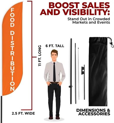 Food Distribution Sign Feather Flag Pole Kit for Outdoor by Mavis Printing|15 FEET Long Polyester Outdoor Banner Flag Easy Hang|HD Print Swooper Flag Pole Mount to Celebrate Food Distribution - Image 3
