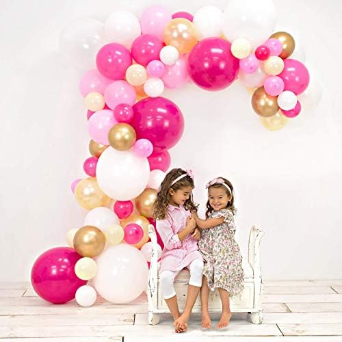 Balloon Arch & Garland Kit | Fuchsia, Pink, Chrome Gold, White & Pastel Yellow | Adhesive Dots & Decorating Strip | Holiday, Wedding, Baby Shower, Graduation, Anniversary & Party Decorations - Image 2