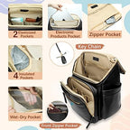 Omanmoli Diaper Bag Backpack Baby Diaper Bag Leather with 17 Diaper Bag Organizing Pouches,Changing Pad,Stroller Straps,4 Insulated Pockets,Black - Image 4