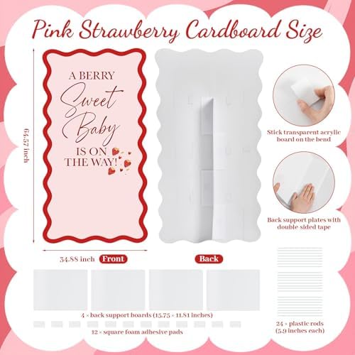 5.45FT A Berry Sweet Baby is On The Way Scalloped Stand-up Backdrop - Image 2