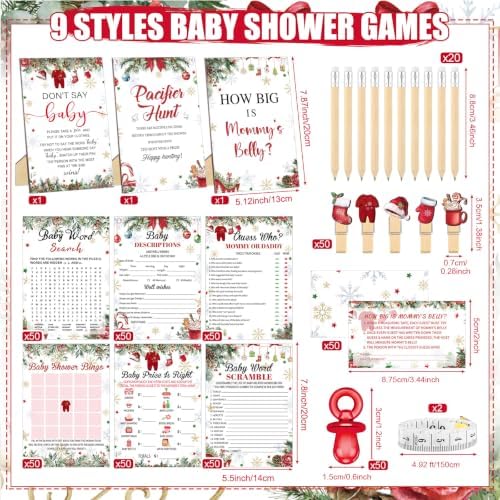 Sherr 476 Pcs Christmas Santa Baby Shower Games, 8 Sets Games Activities - Image 3