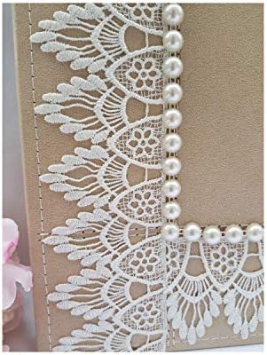 higher volume capacity XL magnetic page wedding album. 80 pages, 4x6, 5x7, 8x10, 8x12 photos, gift box. Fabric pearls and white lace wedding album, personalizable - Image 3