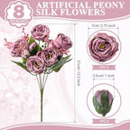 8 Bundles Artificial Peony Centerpiece Flowers,Dark Purple - Image 2