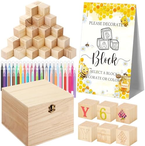 Marsui 136 Pcs Baby Shower Blocks to Decorate Game Kit, Bee by Marsui