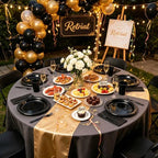 200pcs Black Plastic Party Plates Set, Disposable Black Plates and Napkins for Party, 50 Of Each 9" Dinner Plate, Napkins, Cups & Cutlery Plastic Dinnerware for Retirement, Graduation, Birthday, BBQ - Image 5