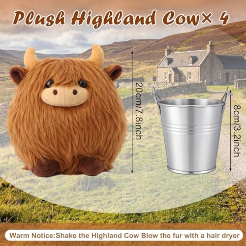 Tigeen 8 Pcs Mini Highland Cows Table Decor, 8 Inch Baby Shower Party Set - Image 3