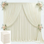 30x10ft Beige Backdrop Curtain for Wedding Parties Wrinkle Free Fabric Beige Drapes Backdrop Decoration for Baby Shower Birthday Photography Decoration 6 Panels, 5ft x 10ft by Gogoparti