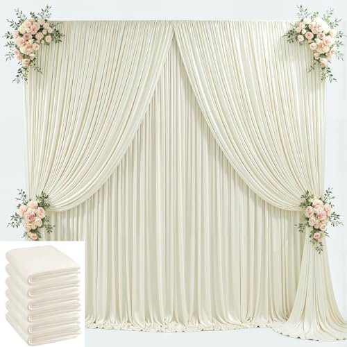 30x10ft Beige Backdrop Curtain for Wedding Parties Wrinkle Free Fabric Beige Drapes Backdrop Decoration for Baby Shower Birthday Photography Decoration 6 Panels, 5ft x 10ft by Gogoparti