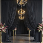 10 Panels 5x15ft Black Backdrop Curtains for Parties, Wrinkle Free Polyester Black Photo Backdrop Drapes 15 ft Long Back Drop Cloth for Wedding Birthday Photography Background Party - Image 3