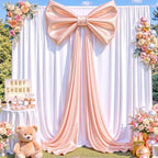 Big Dusty Pink Bow Backdrop Party Decorations Pink Bow Decor 48x24x120 Inches Giant Bow Birthday Party Backdrop for Wedding Baby Shower Bridal Shower Photography Coquette Room Decor - Image 2