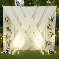 50x12 ft Ivory Backdrop Curtains for Weddings Parties, Birthdays and Photos by PartyVillage