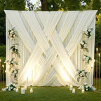 50x12 ft Ivory Backdrop Curtains for Weddings Parties, Birthdays and Photos by PartyVillage