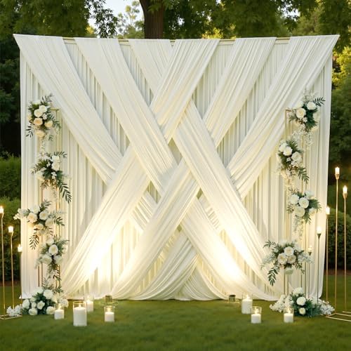 40x12 ft Ivory Backdrop Curtains for Weddings Parties, Birthdays and Photos by PartyVillage