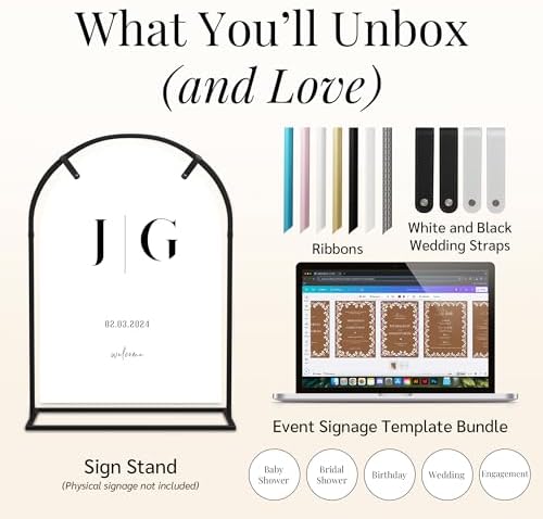 Arch Wedding Welcome Sign Stand with Holder - Elegant Metal Easel Display for Seating Chart, Reception Signs, Welcome Board - 30+ Customizable designs for Baby, Bridal Shower - Versatile Party Sign Holder - Image 2