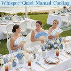Wenqik 24 Sets Coastal Seashell Folding Fans Bulk with Organza Bags Blue Bow Beach Paper Hand Fans for Wedding Last Toast on The Coast Baby Shower Summer Ocean Under The Sea Party Favors Supplies - Image 4