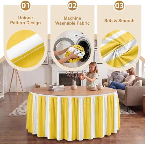 Sanwarm Table Skirt, 29" x 108", for Rectangular & Round Desk Boho Striped - Image 5