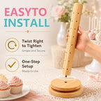 2Pack Wooden Cake Pop Stand Kit with 360° Spinning Base, 49Hole Lollipop Holder with Cake Ball Scoop, 100 Paper Sticks, 100 Clear Treat Bags and 100 Twist Ties, Easy Twist Assembly for Parties - Image 3