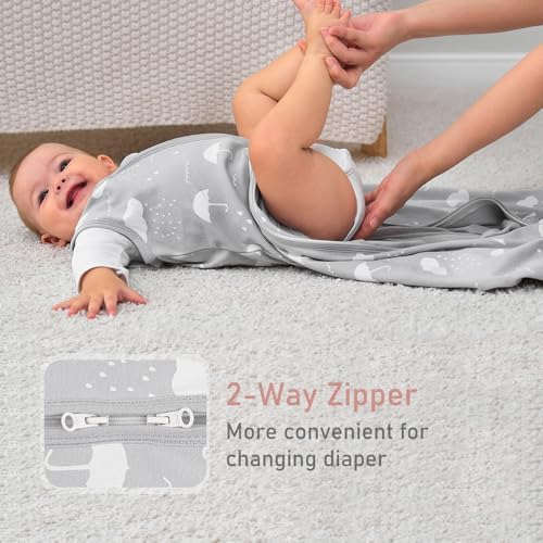 Yoofoss Baby Sleep Sack 12-18 Month 0.5TOG 100% Organic Cotton 2-Way Zipper - Image 4