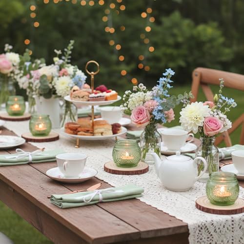 24 Pcs Green Candle Holder-Floral Style Vintage Candle Holders for Wedding Table Centerpieces, Bridal Shower Decor, Rustic Wedding Decor, Tea Party - Image 5