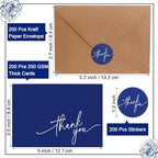 Gueevin 200 Pcs Thank You Cards with Envelopes Stickers, 3.5x5", Navy Blue - Image 2