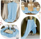 25 Pack Baby Blue Cheesecloth Table Runner 17 x 108 Inch Gauze Table Runner Fabric Semi Sheer Cheese Cloth Table Decor Bulk for Rustic Romantic Wedding Baby Shower Table Decoration - Image 6